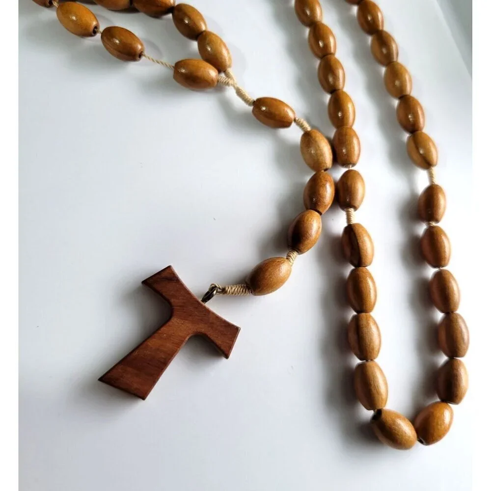Catholic Wooden Rosary Large Chunky Prayer Beads